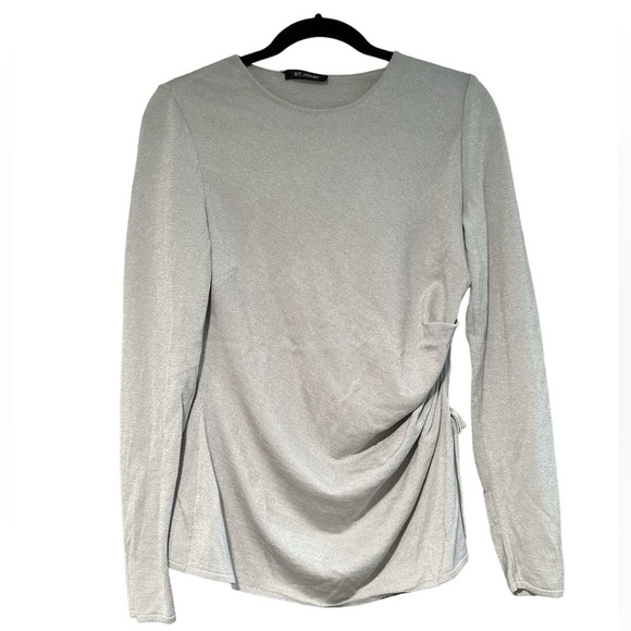 St. John Sweaters - St. John Gray Wool Blend Shimmer Crew Neck Pullover Sweater Size M